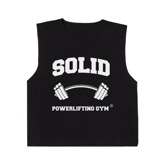 Solid Black Baby Rib Gym Tank